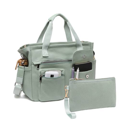 2pcs set canvas tote bag for women laptop work bags crossbody shoulder hobo messenger handbag purse travel gym