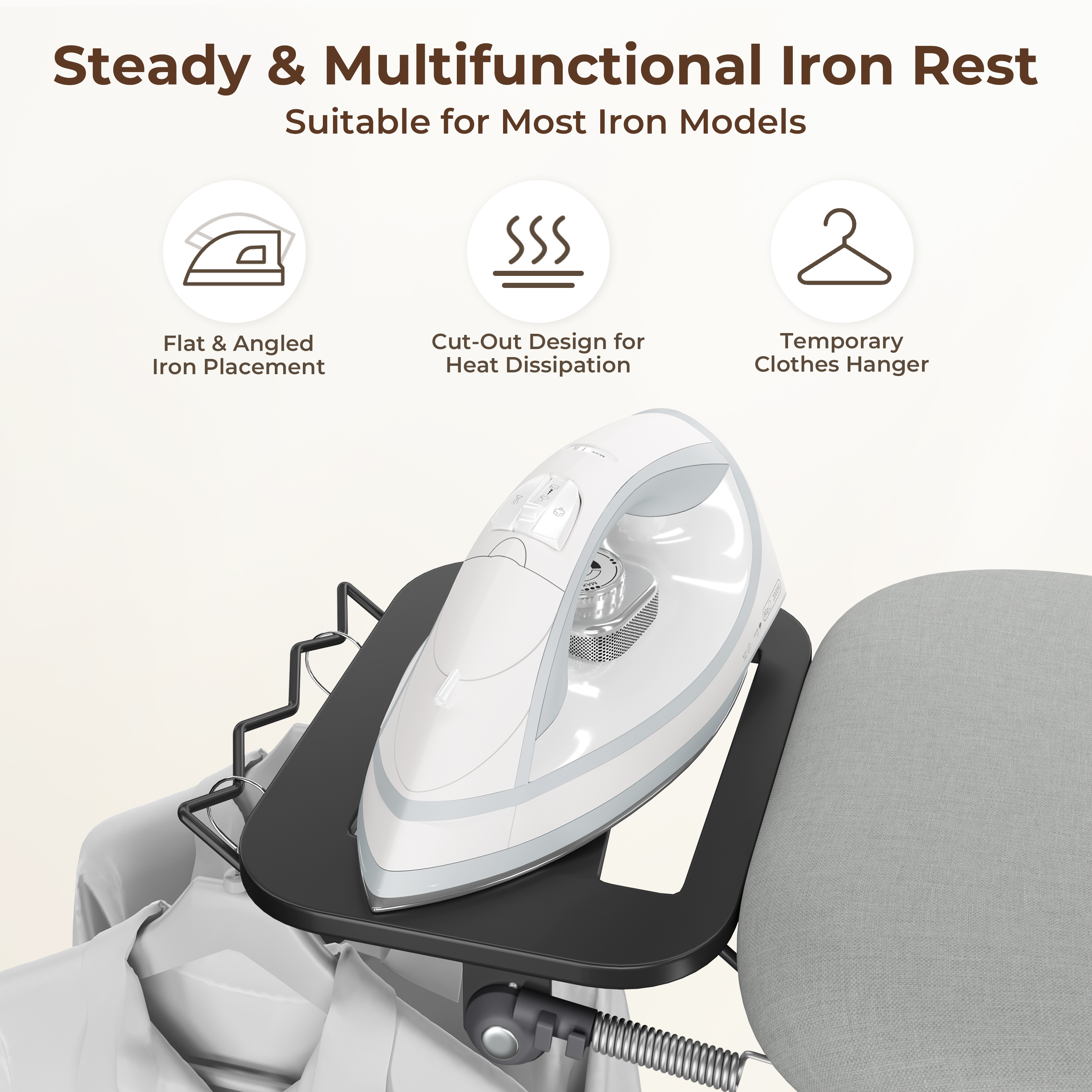 Electric Iron Table Flat Iron Stand Iron And Clothes On An Ironing
