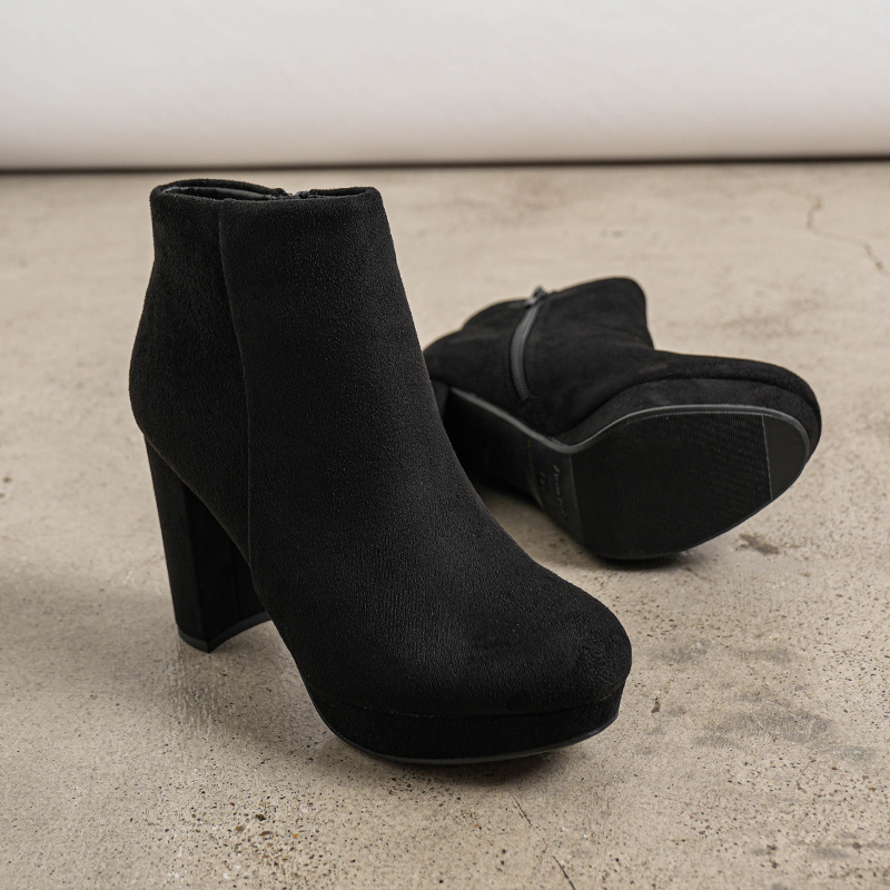 elegant women's 6-inch black platform ankle boots with pointed toe