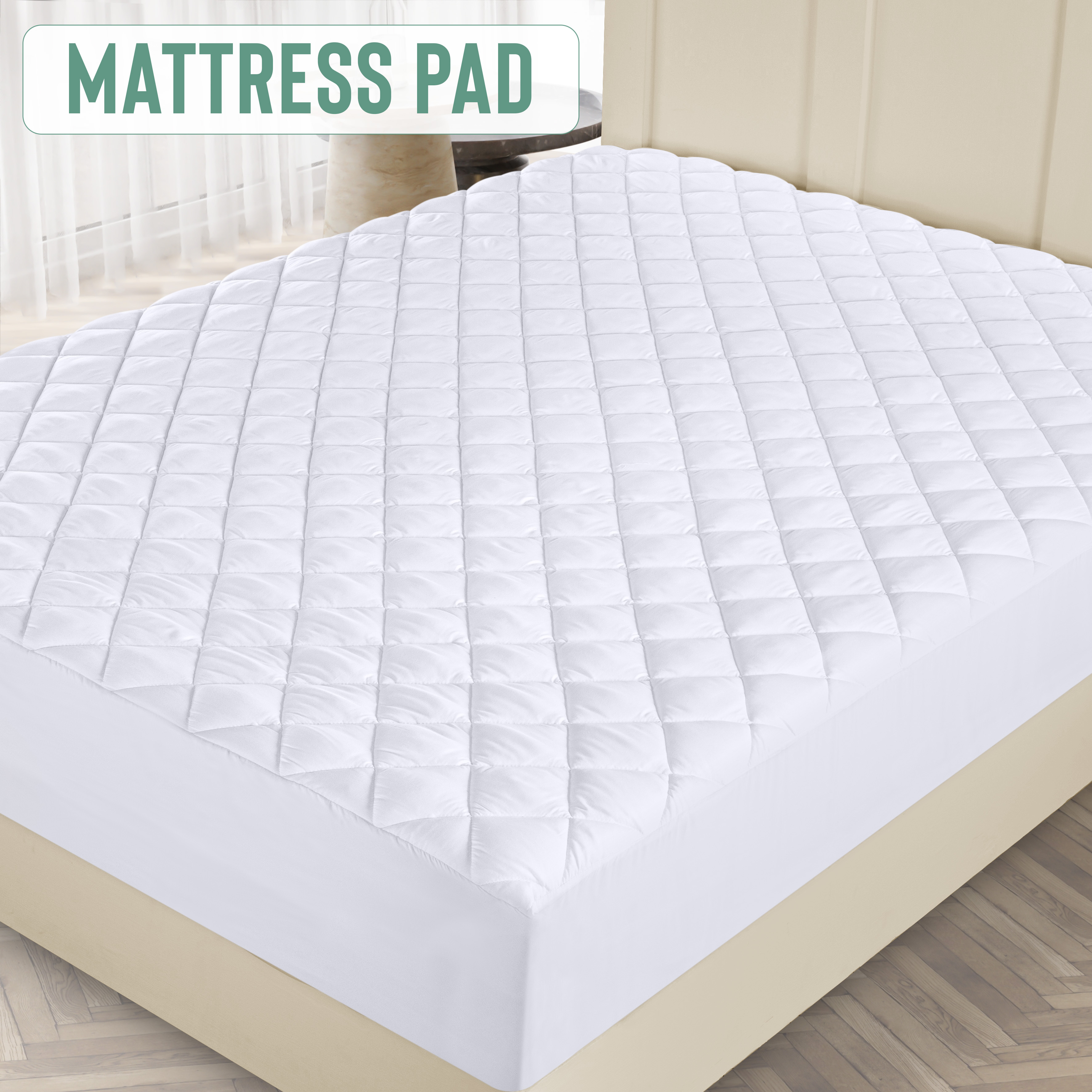 TEMU Bedding Quilted Mattress Pad - Fitted & Elastic Mattress Protector - Fits Upto 16 Inch - Machine Washable