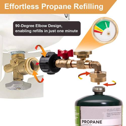 propane refill adapter 20lb to 1lb converter design with valve and gauge qcc1 propane refill adapter 90 degree elbow with on fill 1 lb tanks from 5 40 lb propane tank