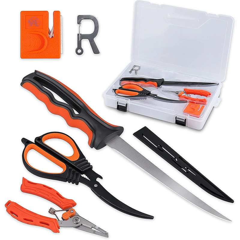 TEMU Fishing Fillet Knife Combo Set, Fishing Tools Kit With 6" Fillet Knife, Scissors, Sharpener, Fishing Pliers And 3600 Tackle Box