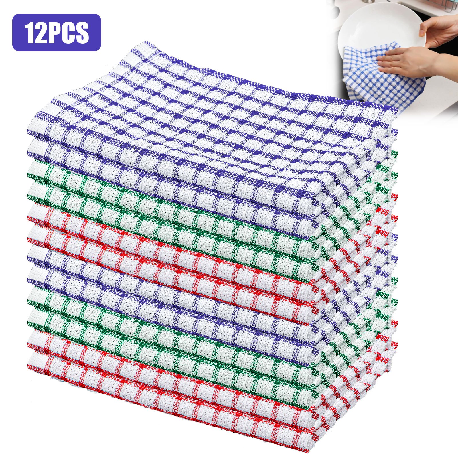 TEMU 12pcs Cotton Dish Cloths, Contemporary Style Cleaning Cloth, Resuable Dish Towels For Kitchen, Car, And Window Cleaning