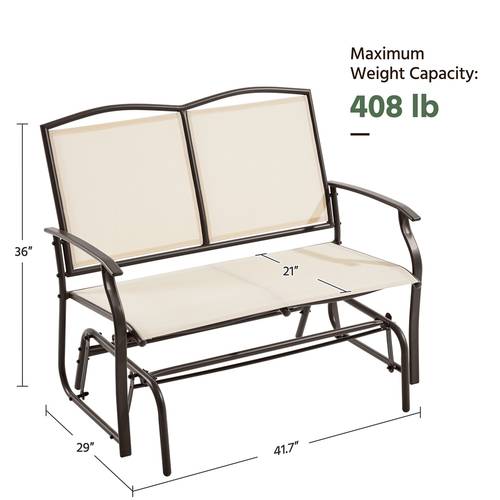 2 person patio glider bench patio porch swing glider chair weather resistant texteline outdoor bench with 408 lbs capacity