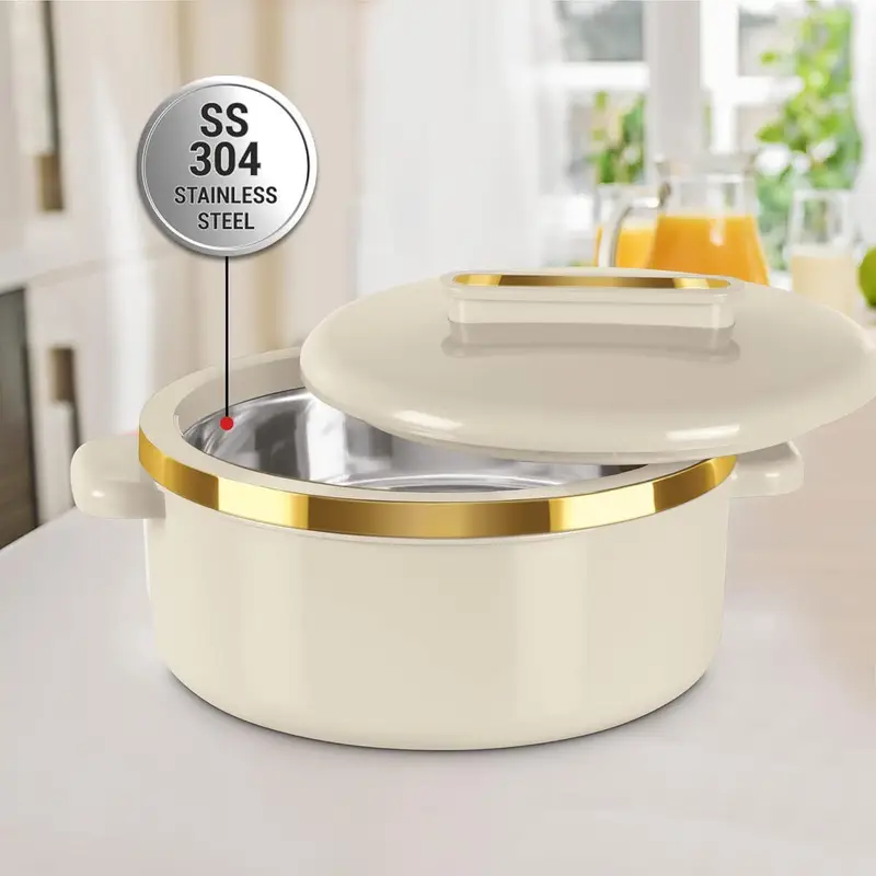 3 pc insulated casserole set with lids 2 1 1 5 1 qt hot food warmer cooler stainless steel thermal serving bowls ideal for soups salads hot meals perfect gift for moms holidays Product details 1