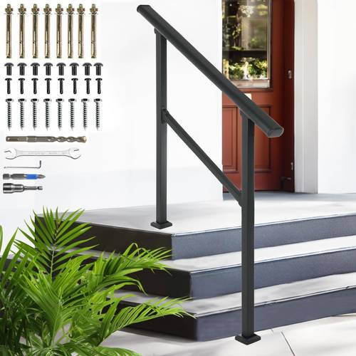 4 step hand rails for outdoor steps black wrought iron handrail kit fits 3 to exterior hand railing for steps porch railing kit with screw kit deck handrail for concrete porch steps