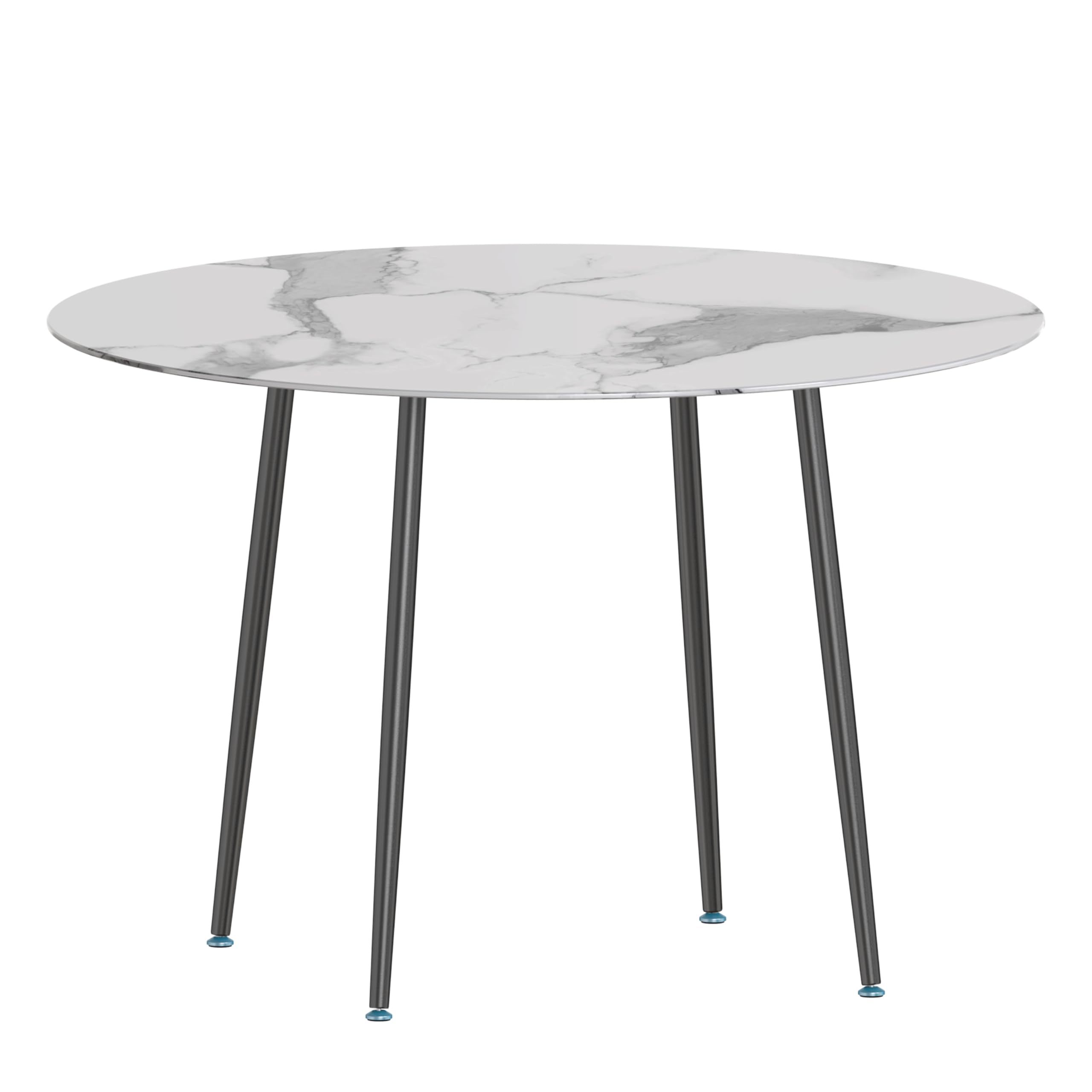 TEMU Dining Table With Marble Sintered Stone Table Top And Metal Legs, White 40" Round Kitchen Table, Dinner Table For Dining Room.