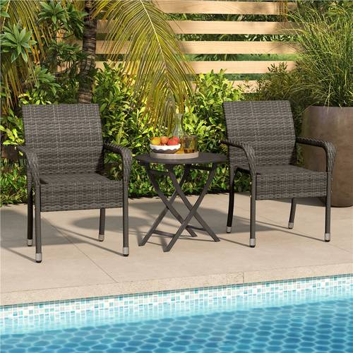 2pcs outdoor rattan chair set with armrests and ergonomic backrest for garden patio backyard and poolside hand woven pe rattan armchairs outdoor patio furniture gray brown