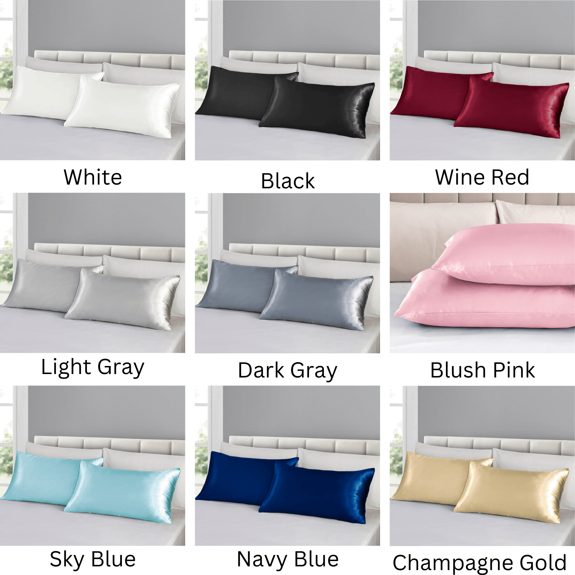 set of 2 luxuriously   satin pillowcases envelope closure design taupe pillow covers with envelope closure Product details 0
