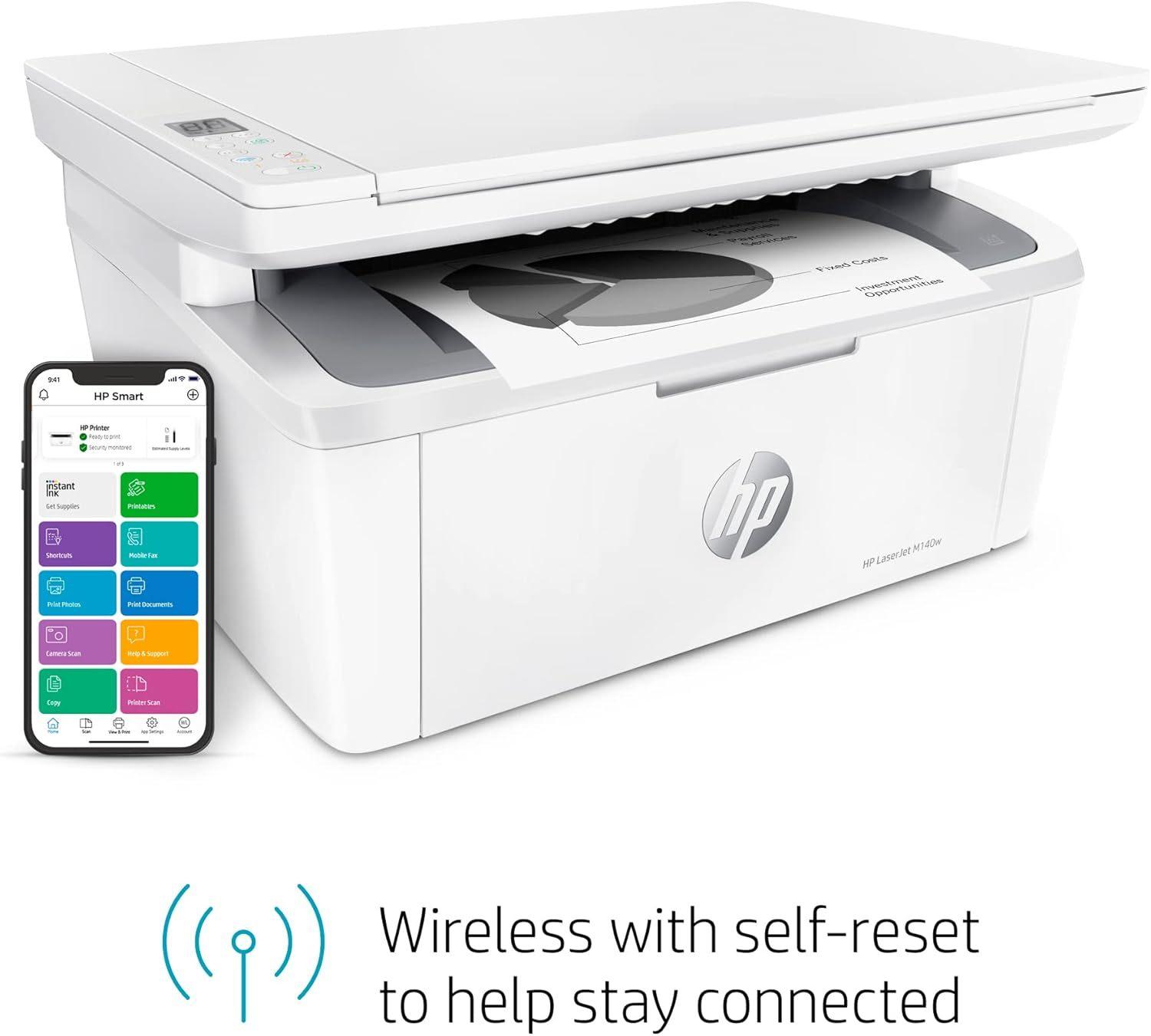 HP LaserJet MFP M140w Wireless Monochrome All-in-One Printer (7MD72F) (Refurbished)