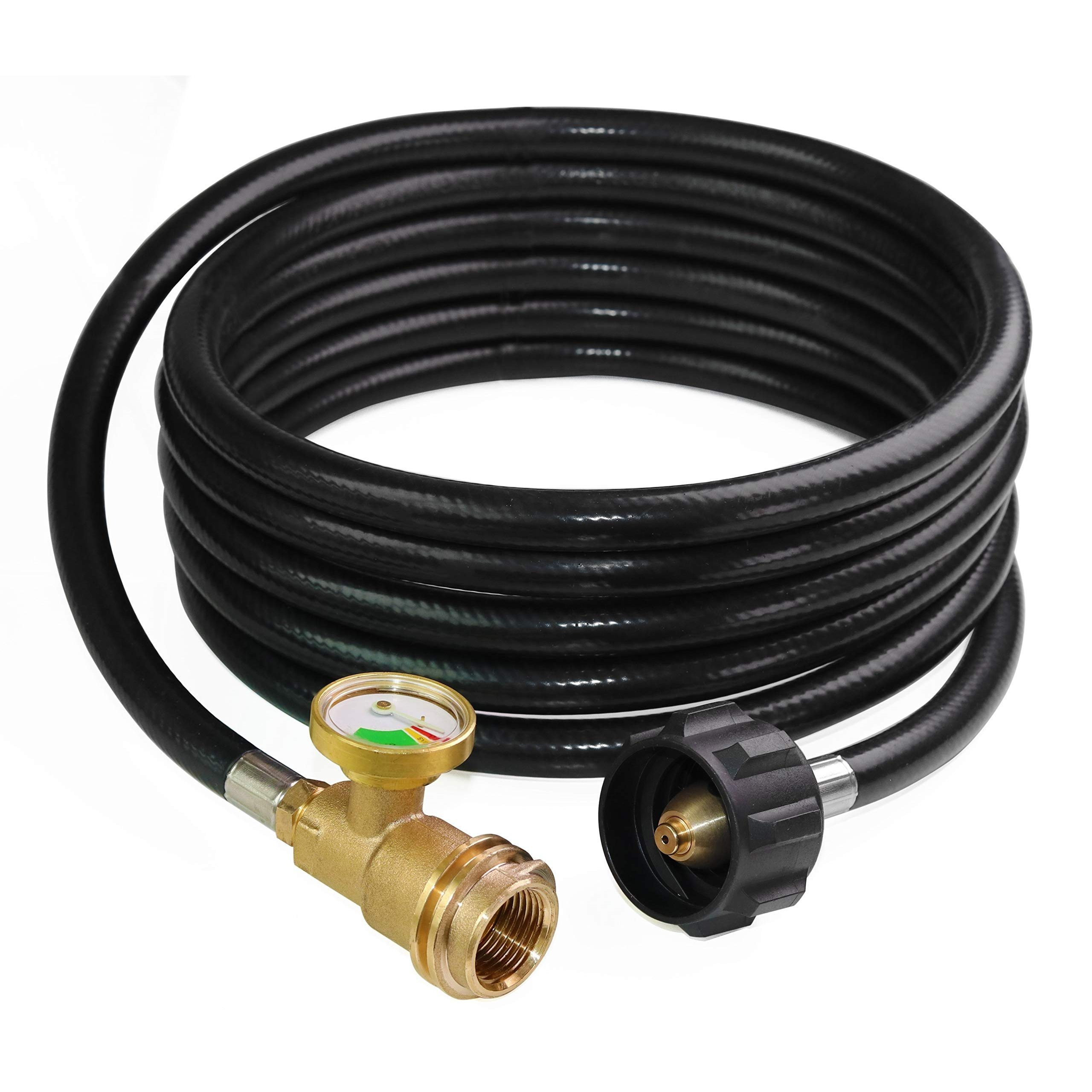 

12 Feet Propane Hose With Gauge, Adapter Converts Pol Lb Lp To Qcc1 For Gas Grill, Stove And More Propane Appliances