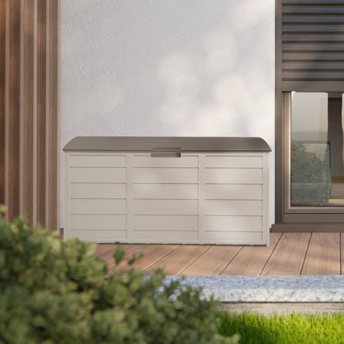 75gal 260l outdoor garden plastic storage deck box chest tools cushions toys lockable seat