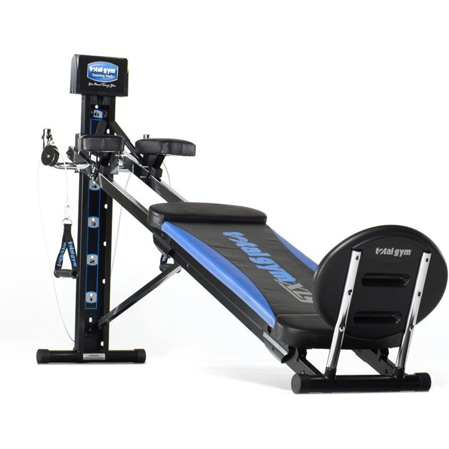 Total Gym Men and Women Universal Total Body Training Home Gym Workout Machine Equipment with Squat Stand, Leg Pull, 2 Ankle Cuffs, and Exercise Chart