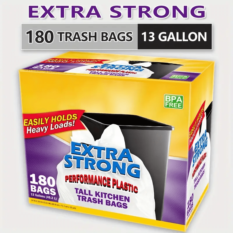 

180-pack 13 Gallon Kitchen Trash Bags With - Strong Kitchen Can Liners