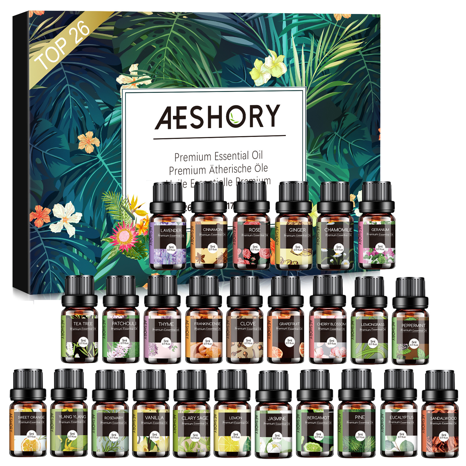 TEMU Essential Oils Set - 26x5ml Aromatherapy Essential Oils Kit For Diffuser, Candle Making - Lavender, , Eucalyptus, Sandalwood, Peppermint, Rosemary,
