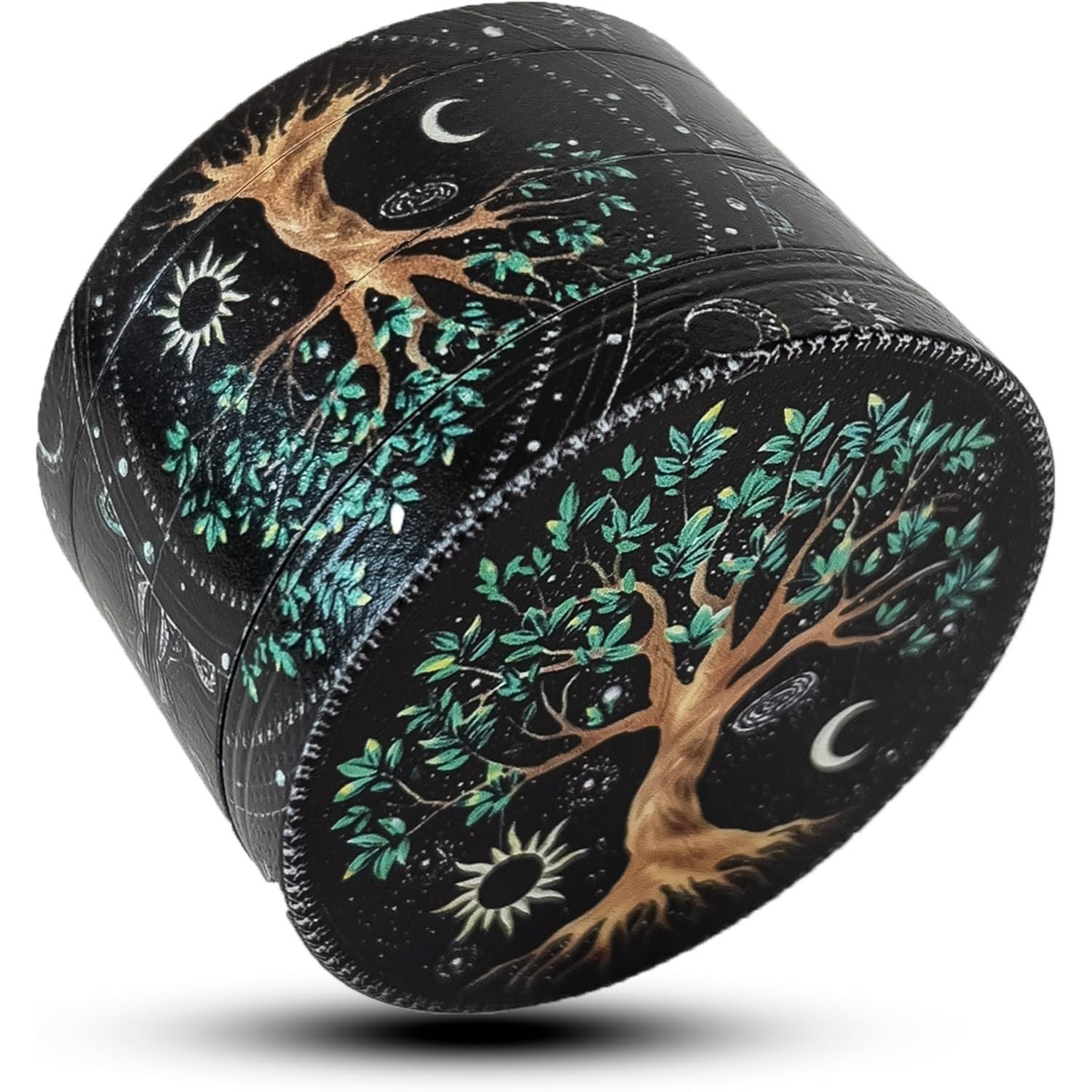 TEMU 2.5 Inch Spice Grinder 4 Layer- Tree, Moon, Sun