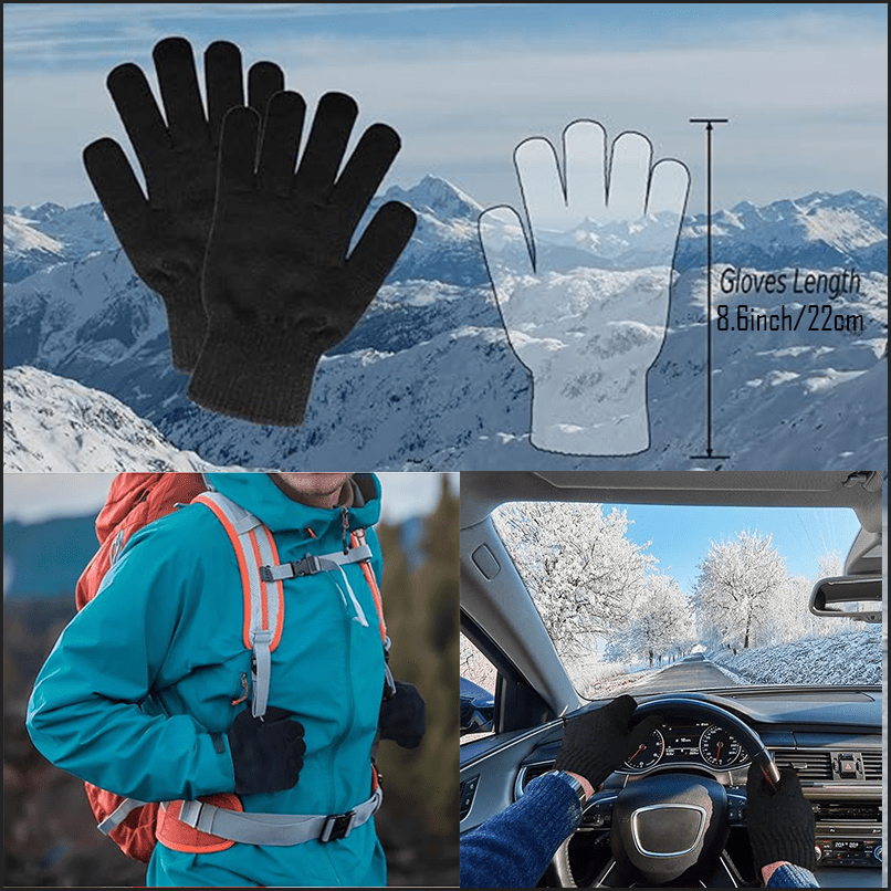 

10 Pairs Winter Gloves For Women Men Warm Knit Gloves For Clod Weather Black Gloves For Driving Running Hiking Winter Cycling