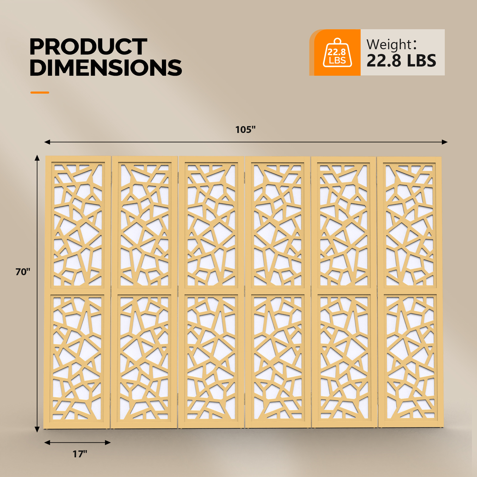 VINGLI 70'' H Room Divider, Non-woven Fabric Privacy Screen, Indoor Partition Wall Dividers, Freestanding Hinged Space Separator with Modern Unique Pattern