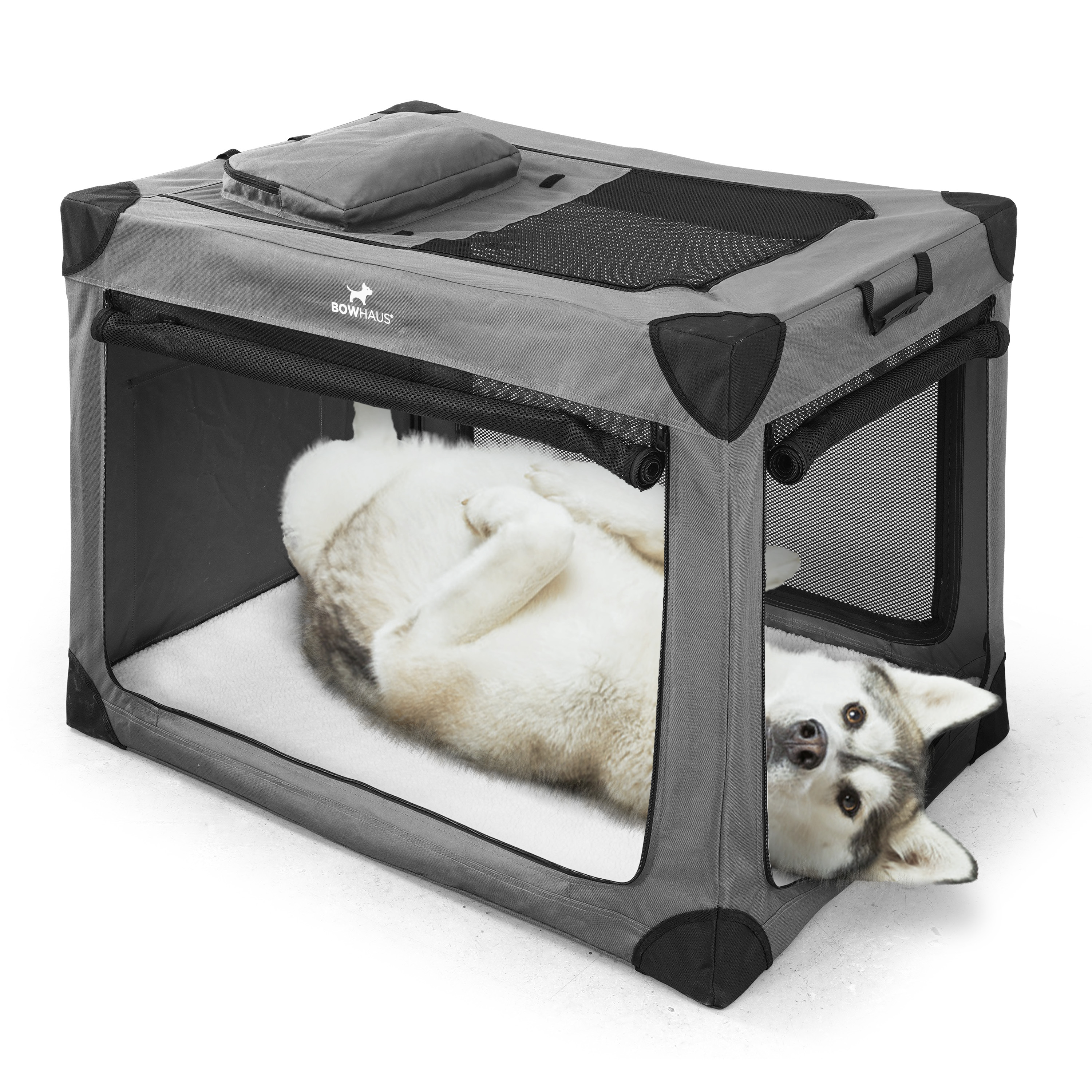 TEMU Collapsible Soft Dog Crate With 4 Mesh Door, Portable Travel Dog Kennel For Large Dogs With Durable Mesh Windows, To Fold, Indoor & Outdoor Soft-sided Dog Crate For Car, 30/36/42-inch