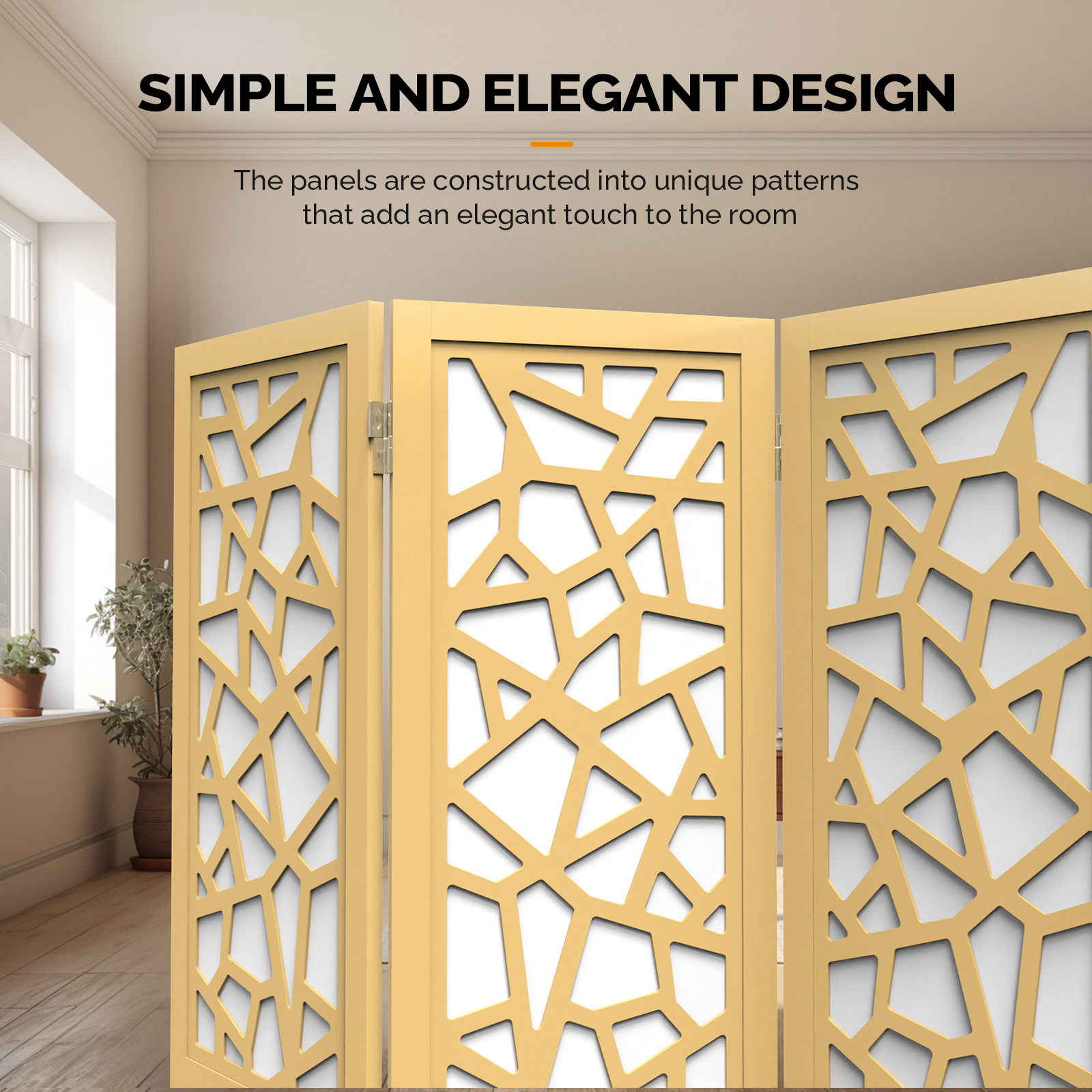 VINGLI 70'' H Room Divider, Non-woven Fabric Privacy Screen, Indoor Partition Wall Dividers, Freestanding Hinged Space Separator with Modern Unique Pattern