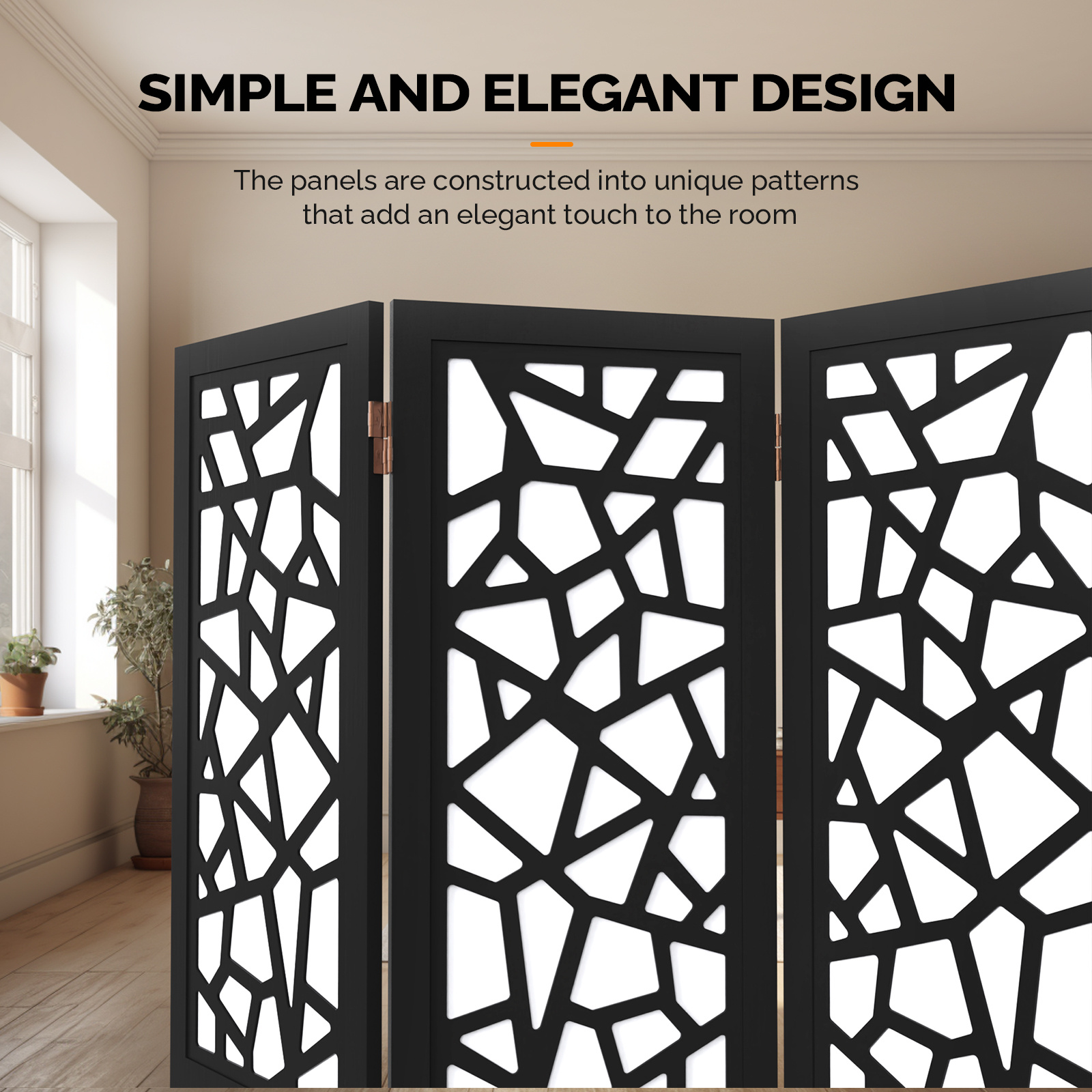 VINGLI 70'' H Room Divider, Non-woven Fabric Privacy Screen, Indoor Partition Wall Dividers, Freestanding Hinged Space Separator with Modern Unique Pattern