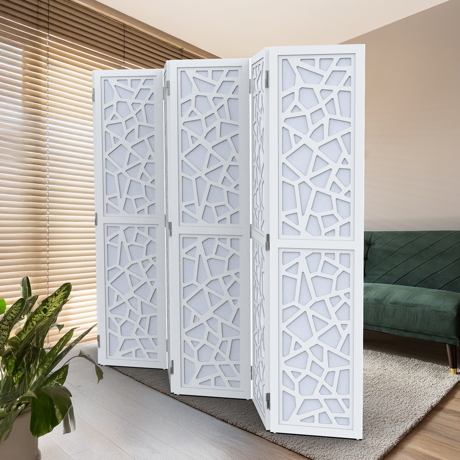 VINGLI 70'' H Room Divider, Non-woven Fabric Privacy Screen, Indoor Partition Wall Dividers, Freestanding Hinged Space Separator with Modern Unique Pattern