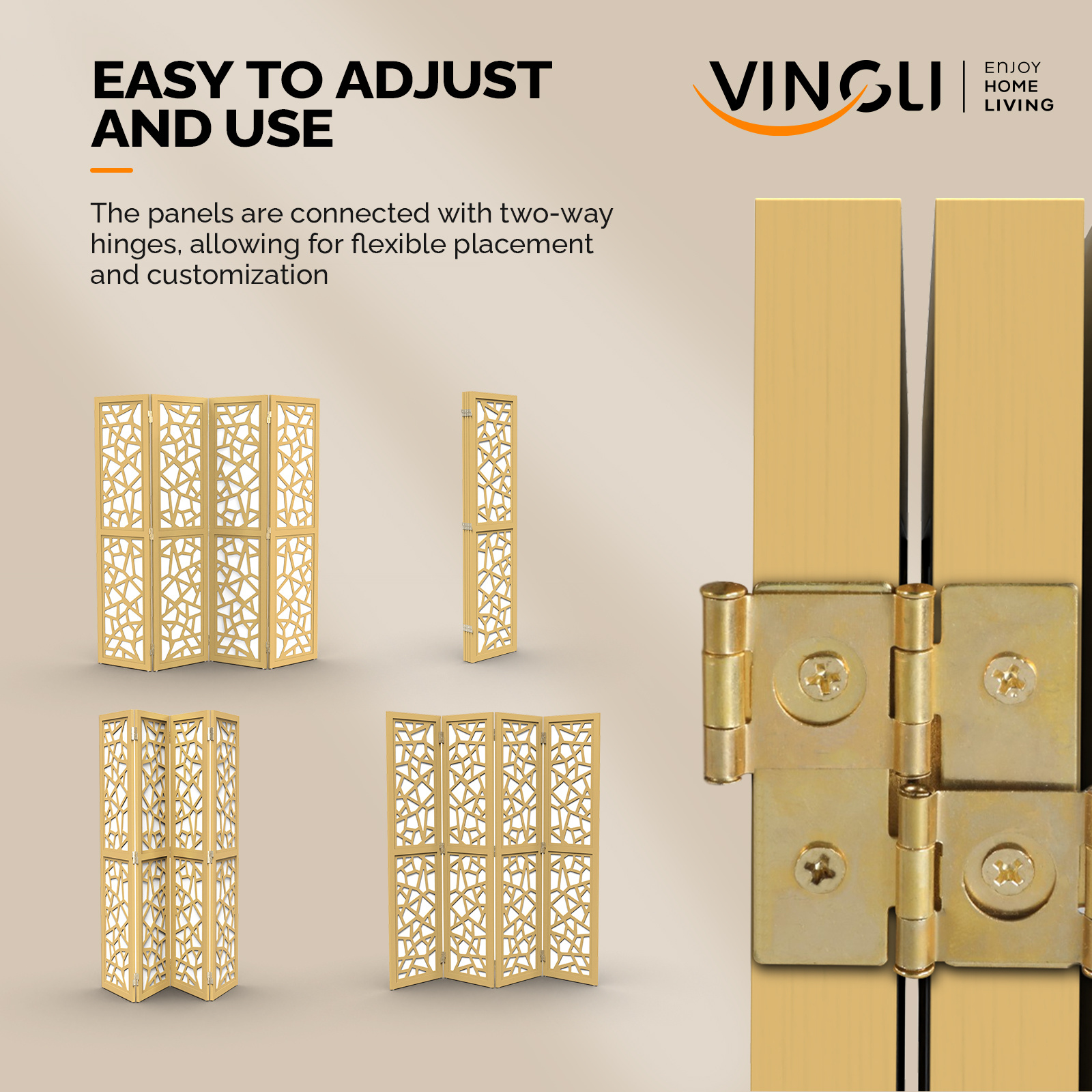VINGLI 70'' H Room Divider, Non-woven Fabric Privacy Screen, Indoor Partition Wall Dividers, Freestanding Hinged Space Separator with Modern Unique Pattern