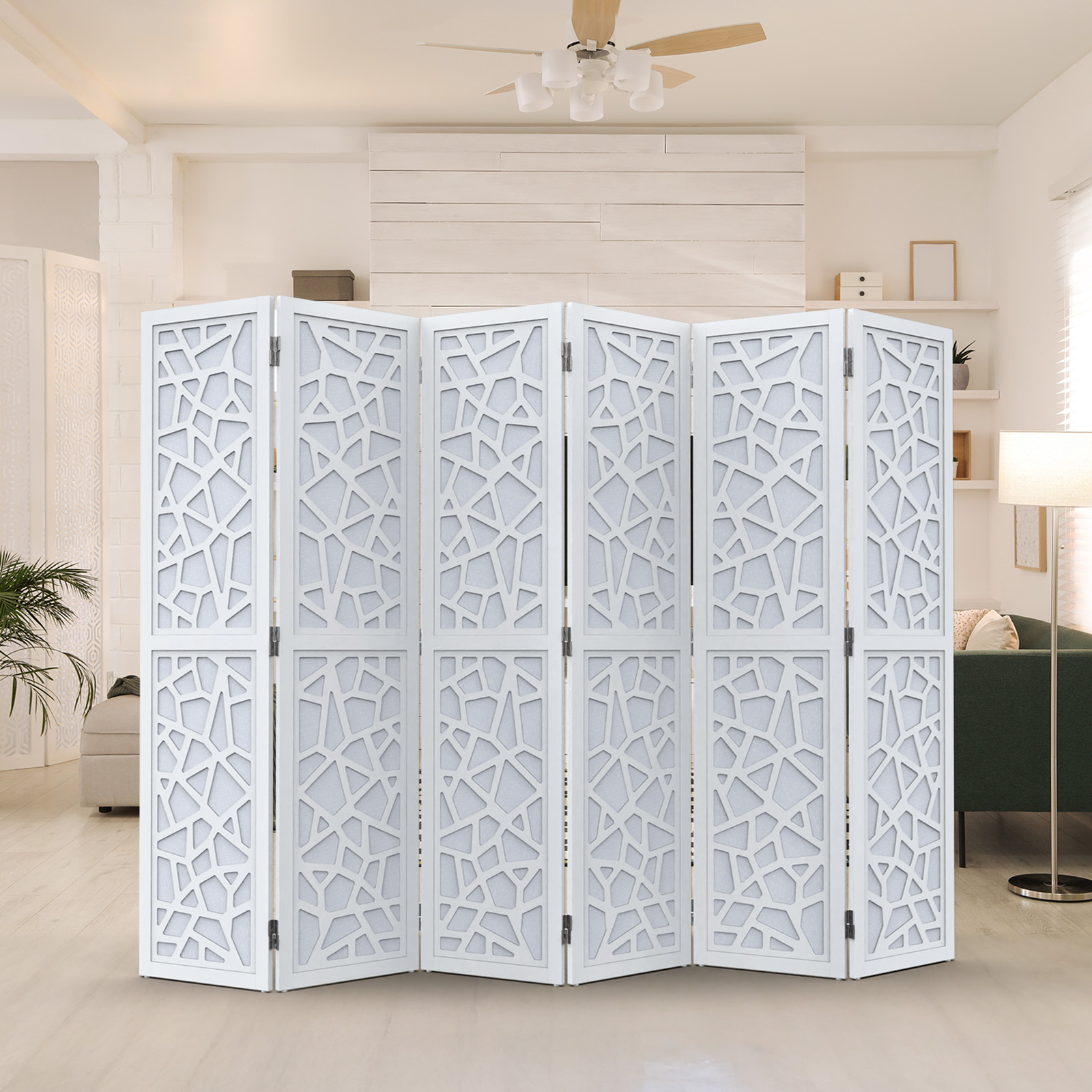 VINGLI 70'' H Room Divider, Non-woven Fabric Privacy Screen, Indoor Partition Wall Dividers, Freestanding Hinged Space Separator with Modern Unique Pattern
