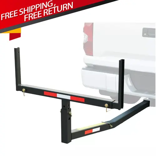 truck bed extender pickup truck bed hitch mount extension rack suv lumber ladder canoe boat kayak long pipes w flag 750lbs capacity