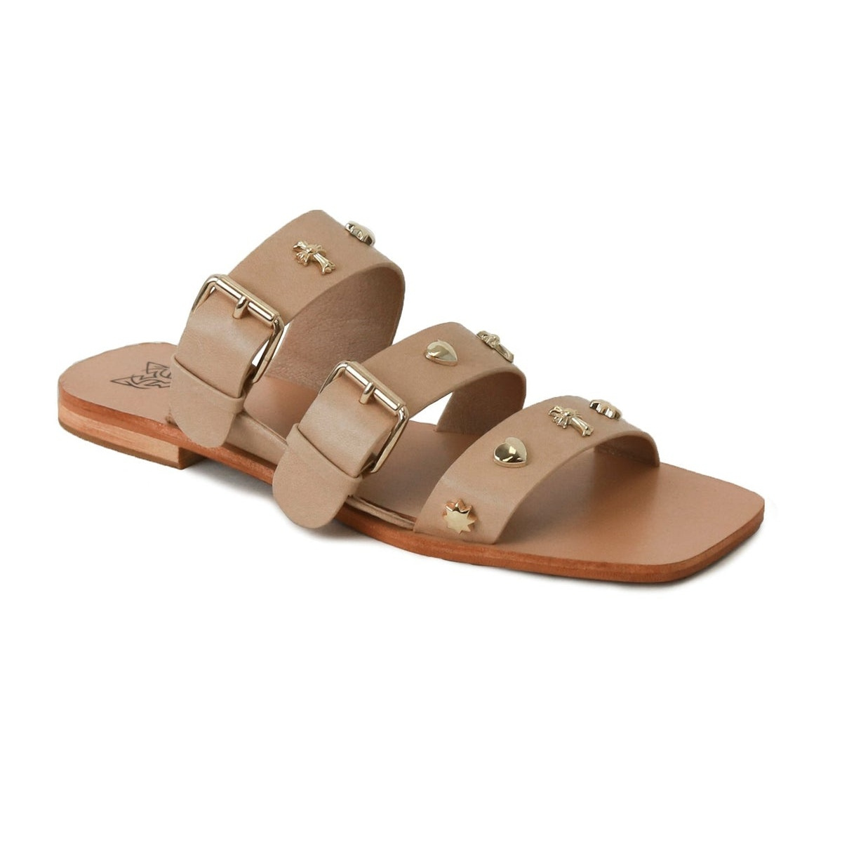 Toe Ladies Studded Sliders LANA-02 Women's Studded Flat Sandals