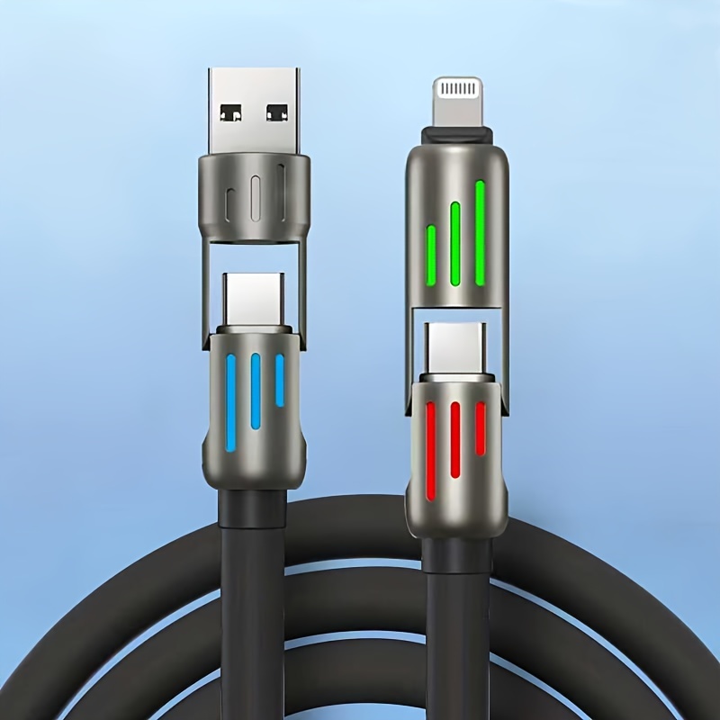 

100w Max Usb-c Cable, Pd Charging And Data Synchronization, Silicone Material, Charging With Light, Suitable For Iphone, For Macbook, For Ipad, , Xiaomi