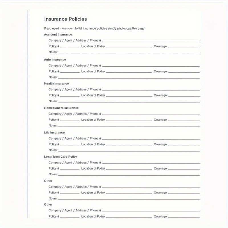 

1pcs End-of- Workbook - Estate Arrangements Organizer With Pockets & Checklist For