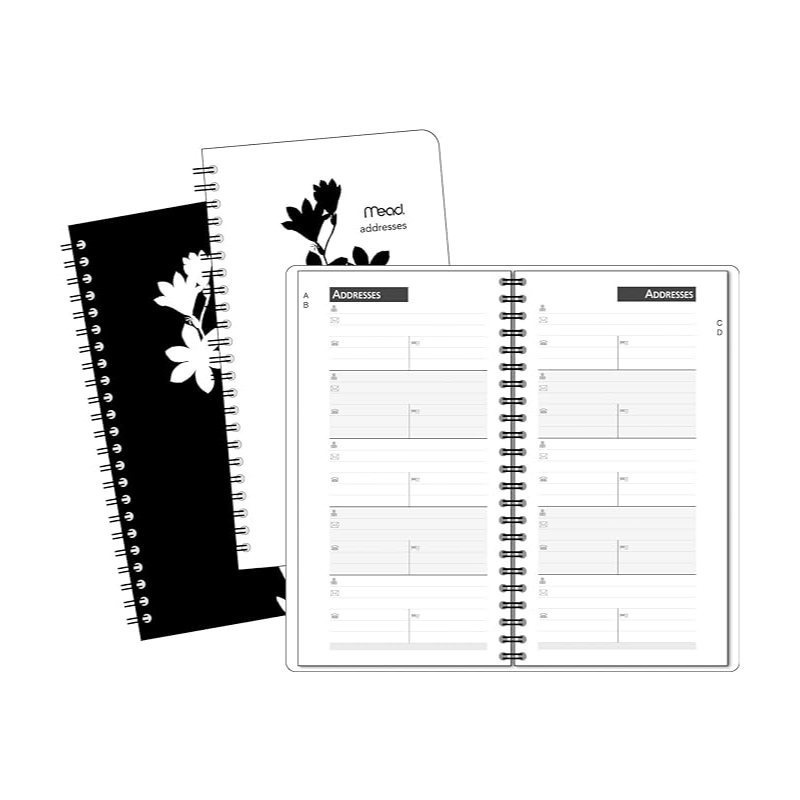 Floral Address Notebook With Lined Pages, Compact Personal Address & Contact Book, Minimalist , Colors May , 1 Pack