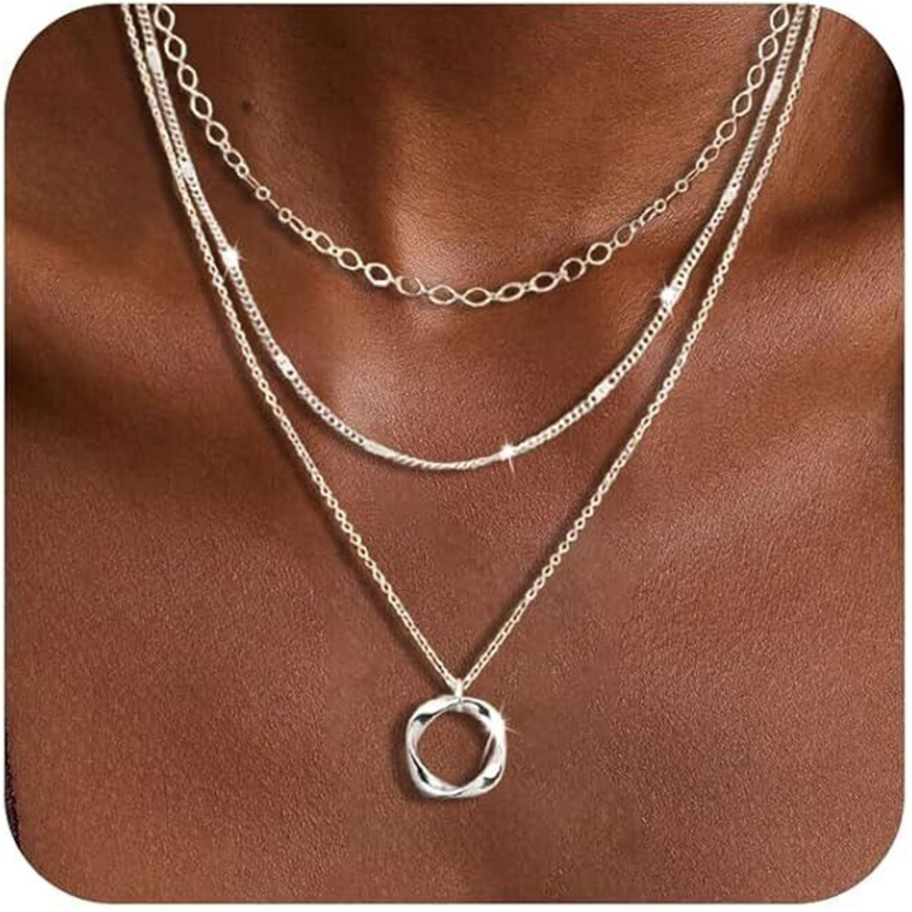 

Layered S925 Sterling Silver Necklace Set For Women - Minimalist Pendant With Stackable Chains, Chic And Trendy Jewelry For And