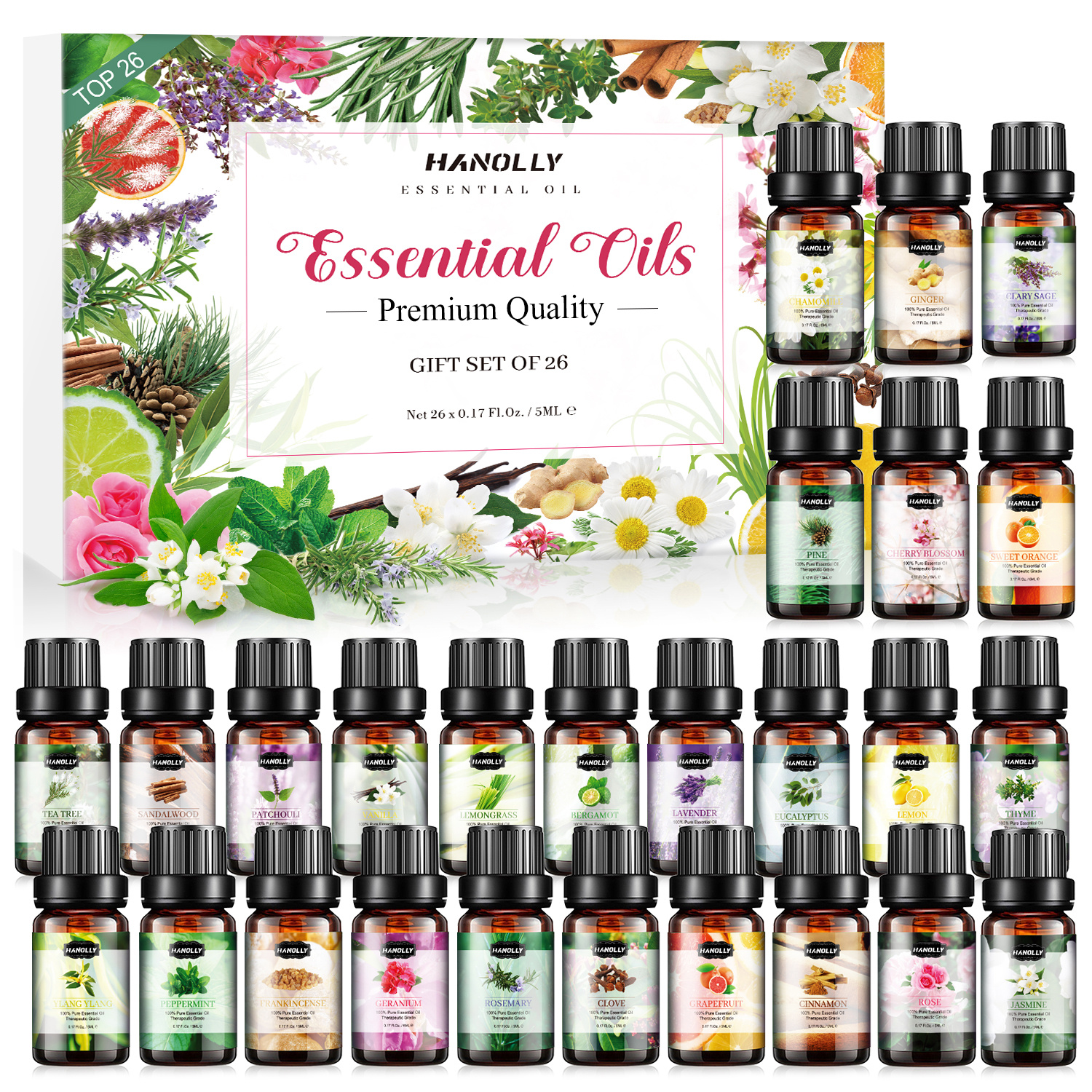 

Essential Oils Set, 26 Pcs Essential Oil Kit For Diffuser For Home- Eucalyptus, Lavender, , Peppermint, , Frankincense, Cinnamon, And More