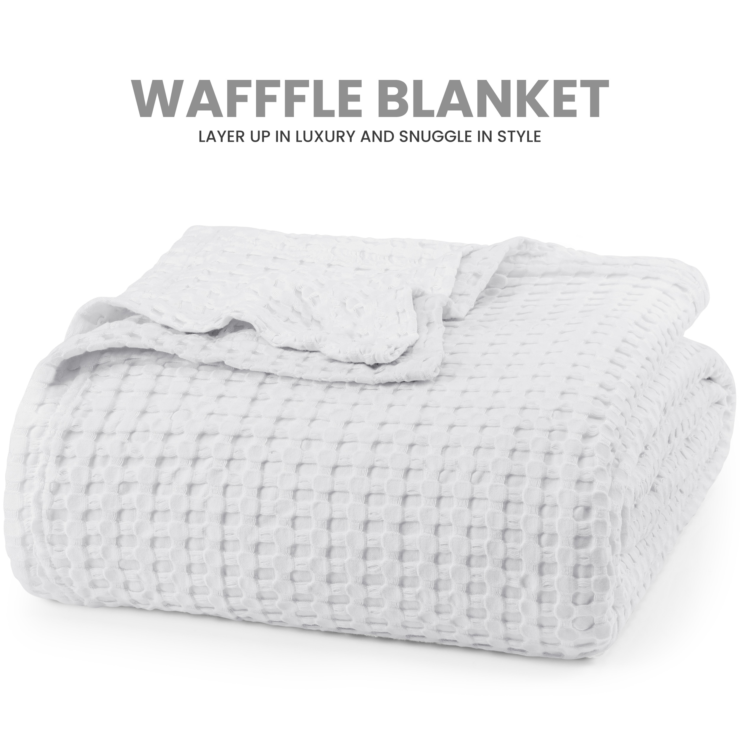 TEMU Bedding Ultra Soft Cotton Waffle Blanket 300 Gsm, Multifunctional Blanket Is Warm And Cozy Bedroom, Sofa, Car, Camping.
