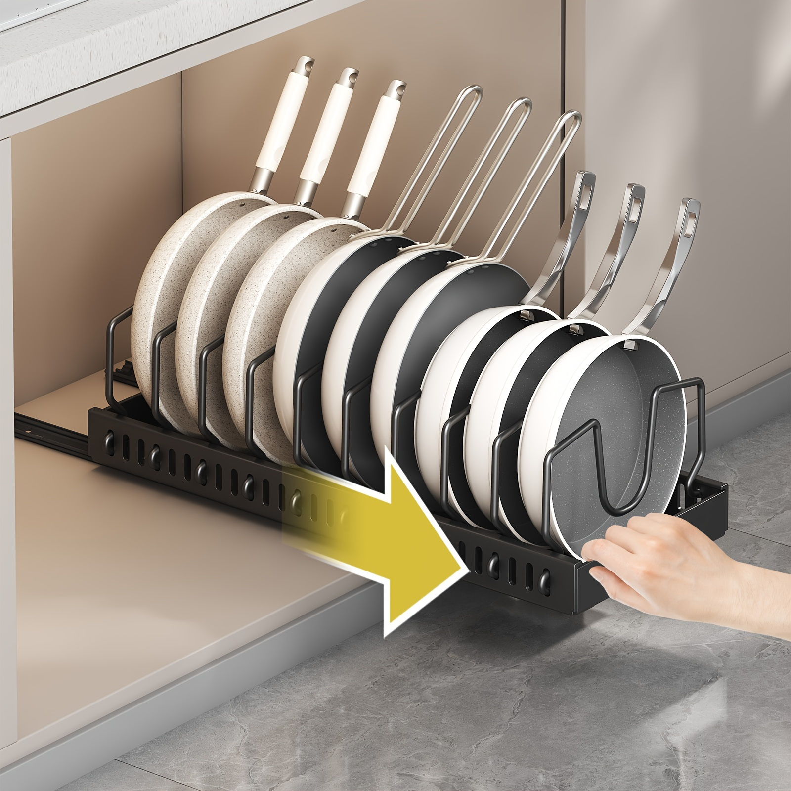 20 47 inch extendable pull out cabinet organizer with 10 adjustable dividers metal powder coated kitchen storage rack for pots and pans multi purpose shelf type   and clean Product details 0