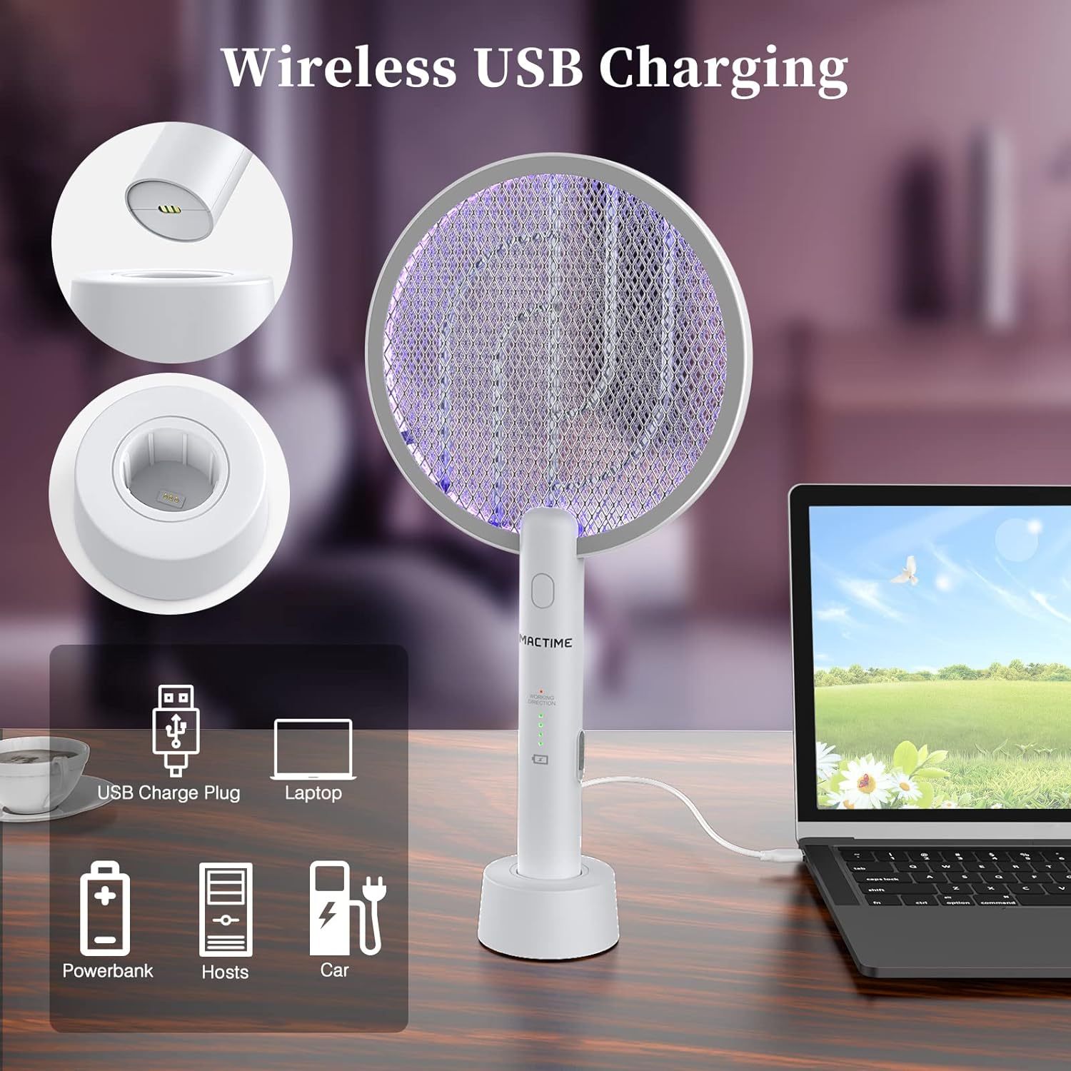 Raquette Anti-moustiques 4000V Rechargeable USB-C | Mode Automatique & Manuel