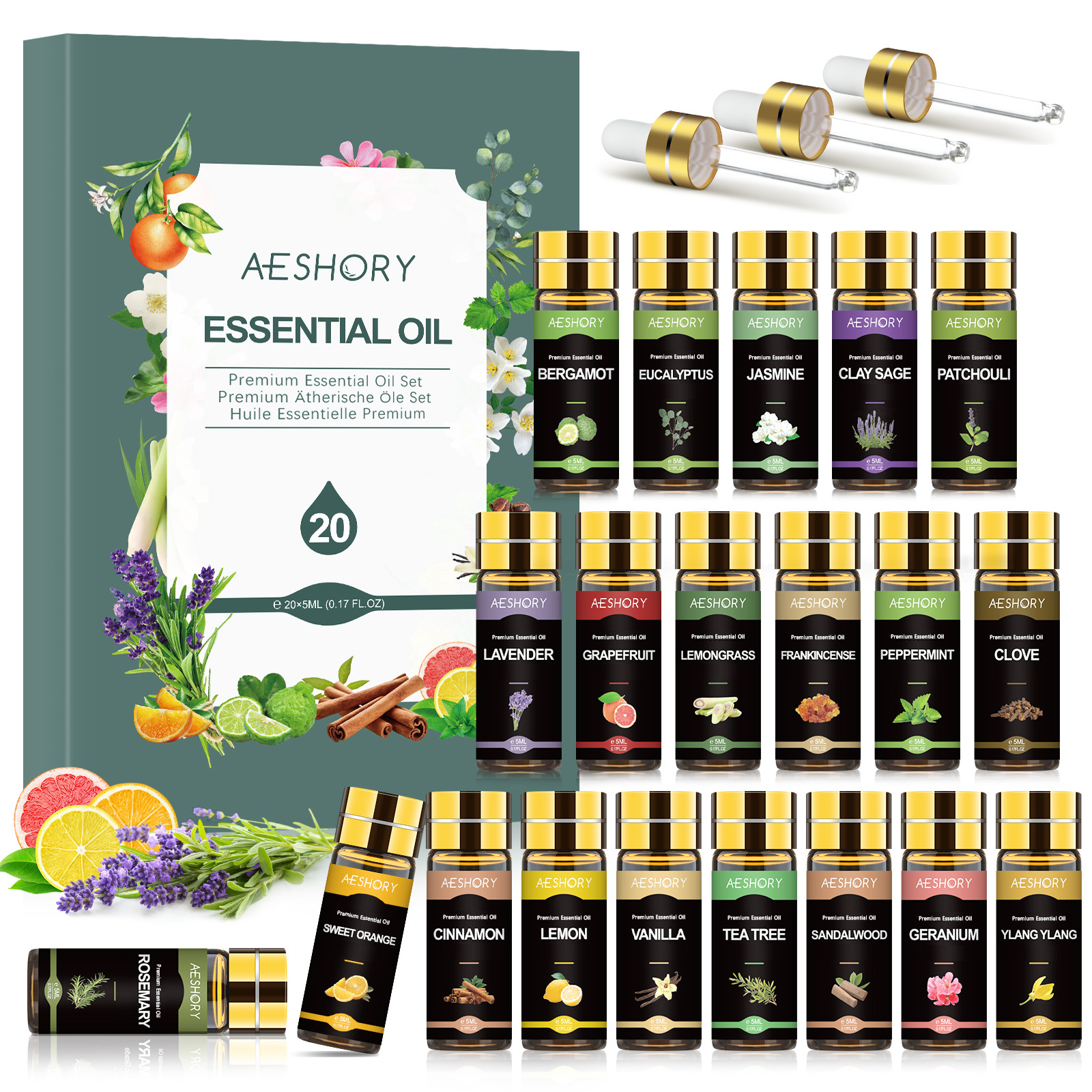 

20 Pcs Essential Oils Set -essential Oil Kit For Diffuser, Humidifier, Candle Making - Big Gift Set For Women, Friends