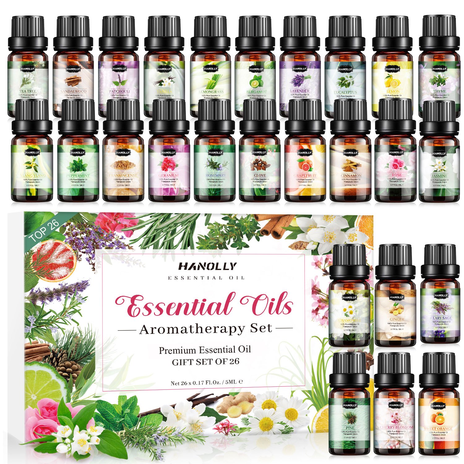 

26x5ml Essential Oils Set, Essential Oil Kit For Diffuser, Candle Making Scents, Best Gift For Women, Lover, Friends, Family