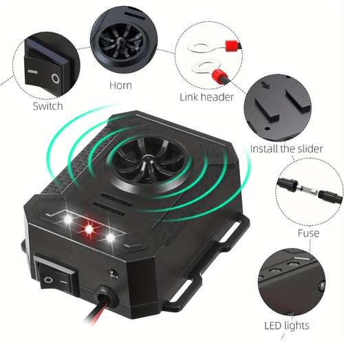 Répulsif à Ultrasons Souris Pour Voiture - 3 Alimentations (allume-cigare, USB, Piles) - Stroboscope + Modulation Fréquence