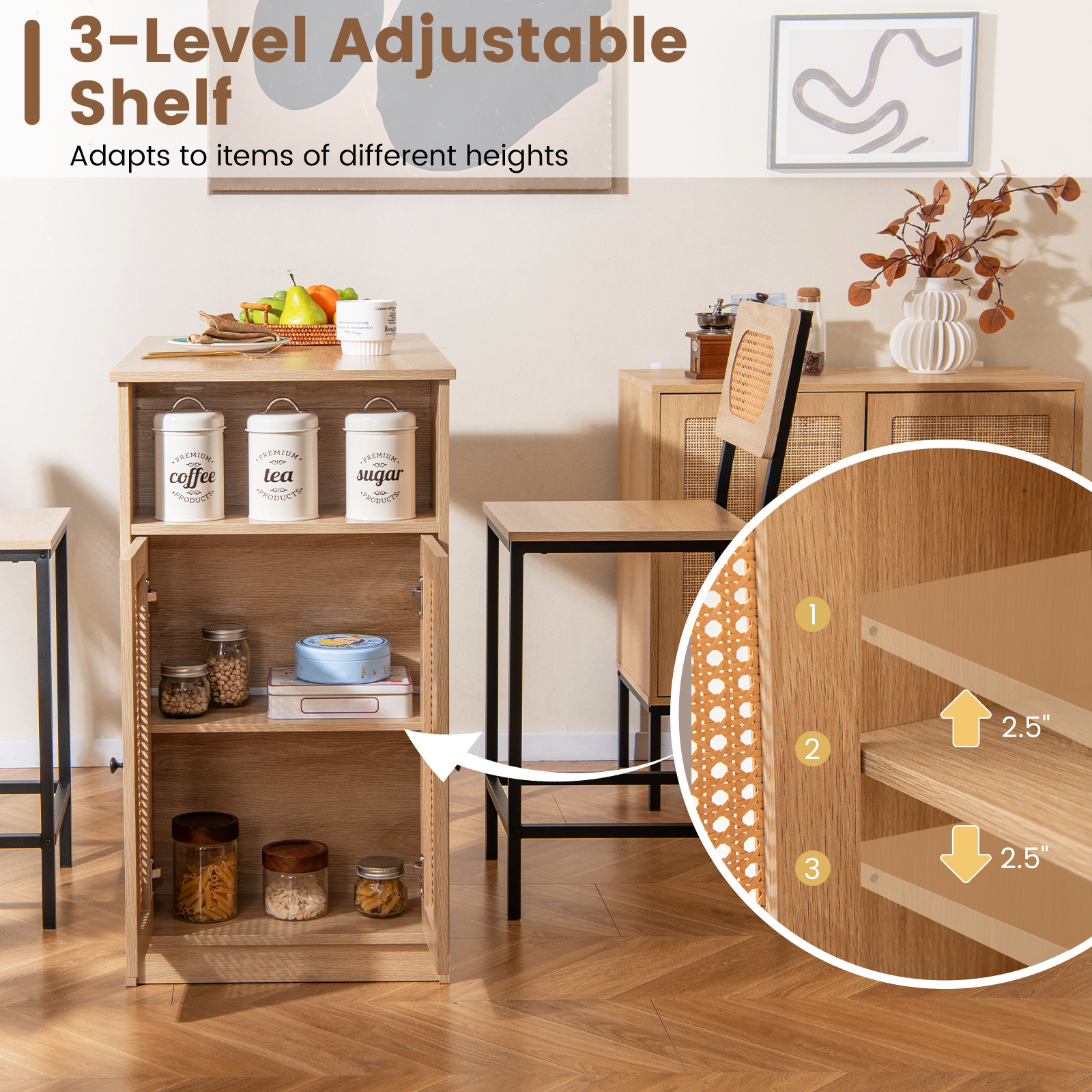 3-Piece Bar Table and Chairs Set, Counter Height Kitchen Table with 2 Bar Stools & Storage Shelves, Breakfast Table Set with Backrests & Footrests, Rectangular High Top Pub Table with Chairs for 2
