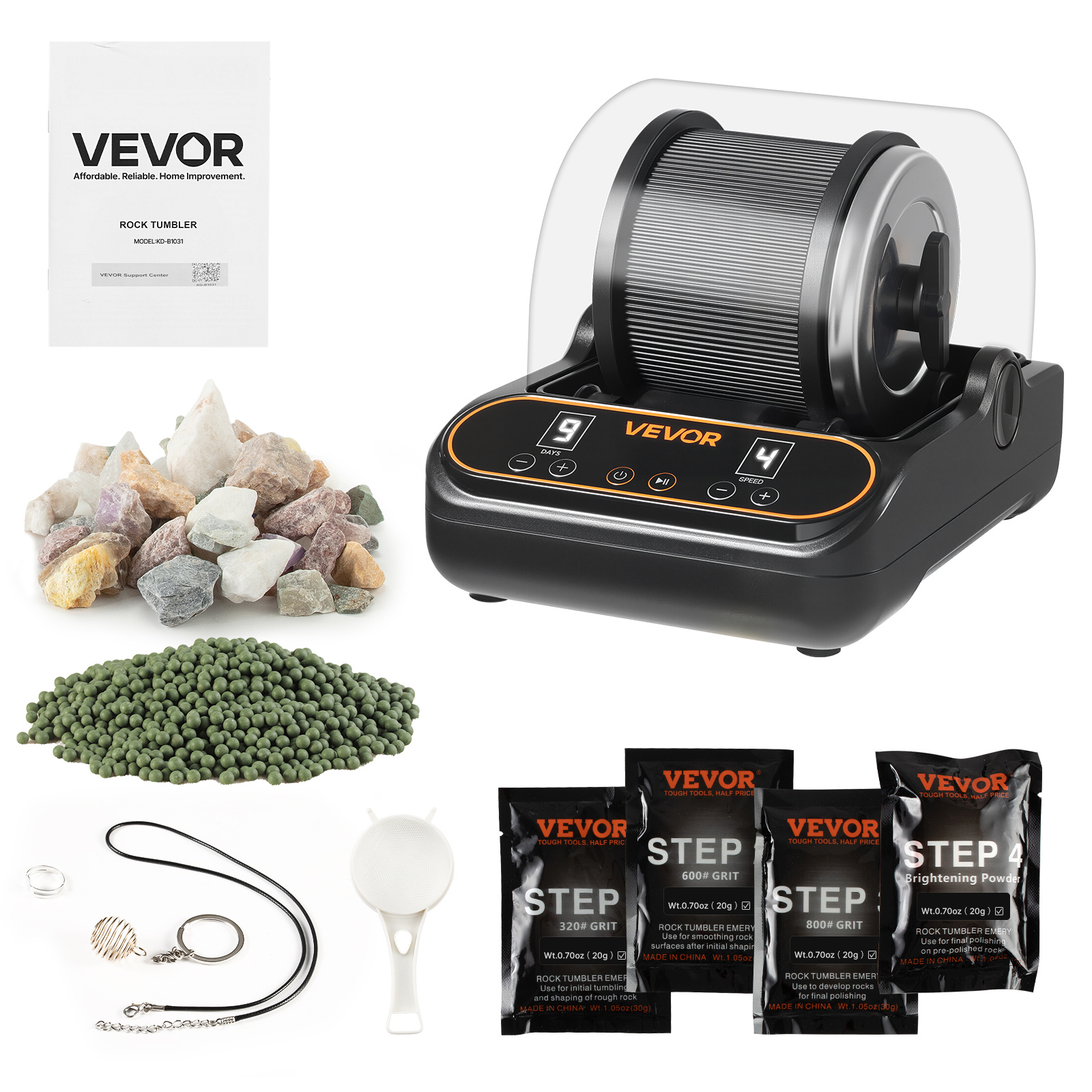   rock tumbler 1 lb 2 lb 3 lb rock polishing machine rocks tumbling kit with   adjustment 1 9 day timer pc sound reduction cover tpu drum     polishing  