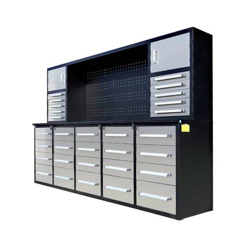 10ft heavy duty garage workbench cabinet with 30 drawers 2 cabinets pegboard