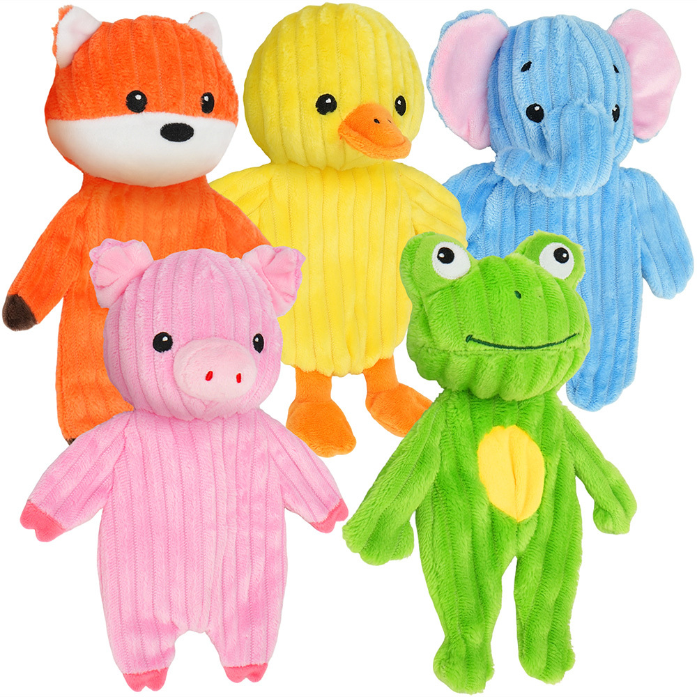 TEMU 5pcs Squeaky Dog Toys, No Stuffing Body With Soft Durable Fabric For Small, Medium And Large Pets Interactive Toy, Chew Plush Teething Toys