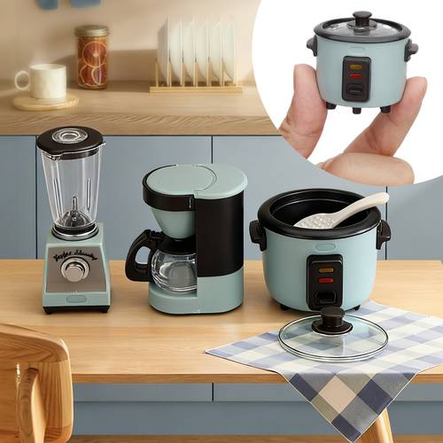 3pcs funny mini kitchen scene decor 1 12 scale rice cooker juicer coffee maker model decorative doll house playset appliance set gift