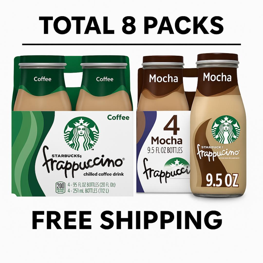 TEMU Starbucks Frappuccino Chilled Coffee Drink Variety Pack - Coffee & Mocha Flavors, 9.5 Fl Oz Bottles, Total 8 Pack - Ready-to-drink Iced Coffee Beverage With Rich, Smooth Taste - Free Shipping