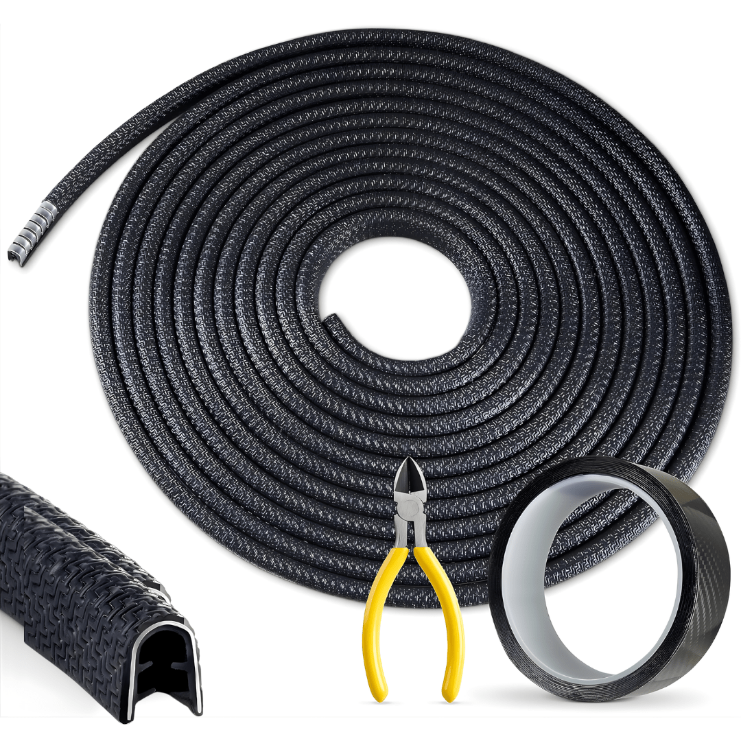 Black Car Door Edge Protector &ndash; 66ft (20m) Trim With Tape & Pliers &ndash; Universal Fit For Sedans, Suvs, Trucks &ndash; Accessory