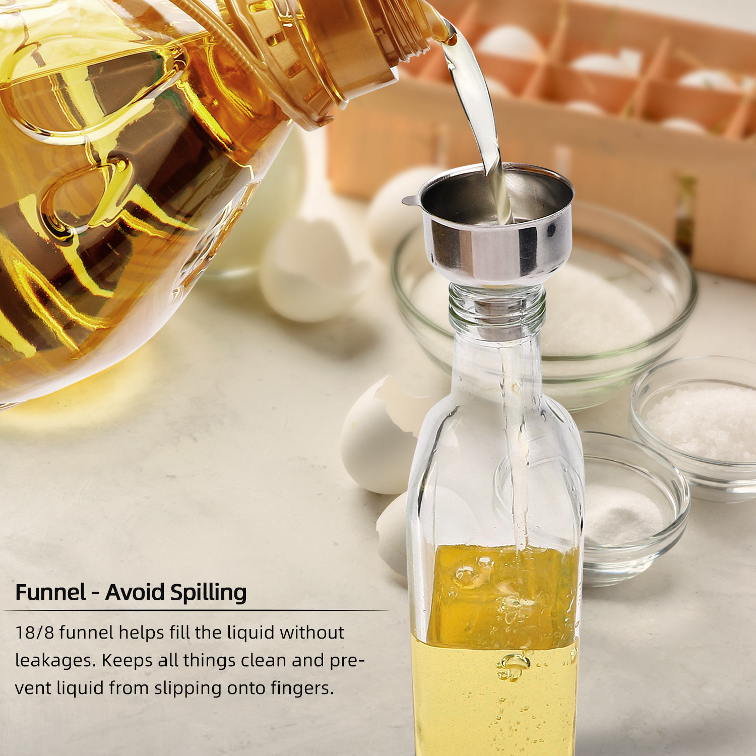 TEMU 4 Pcs 17oz Olive Oil Dispenser Bottle, Glass Oil Bottle For Kitchen, Cooking Oil And Vinegar Dispenser Set With 6 Spout, 6 Labels And 1 Funnel, For Christmas And New Year