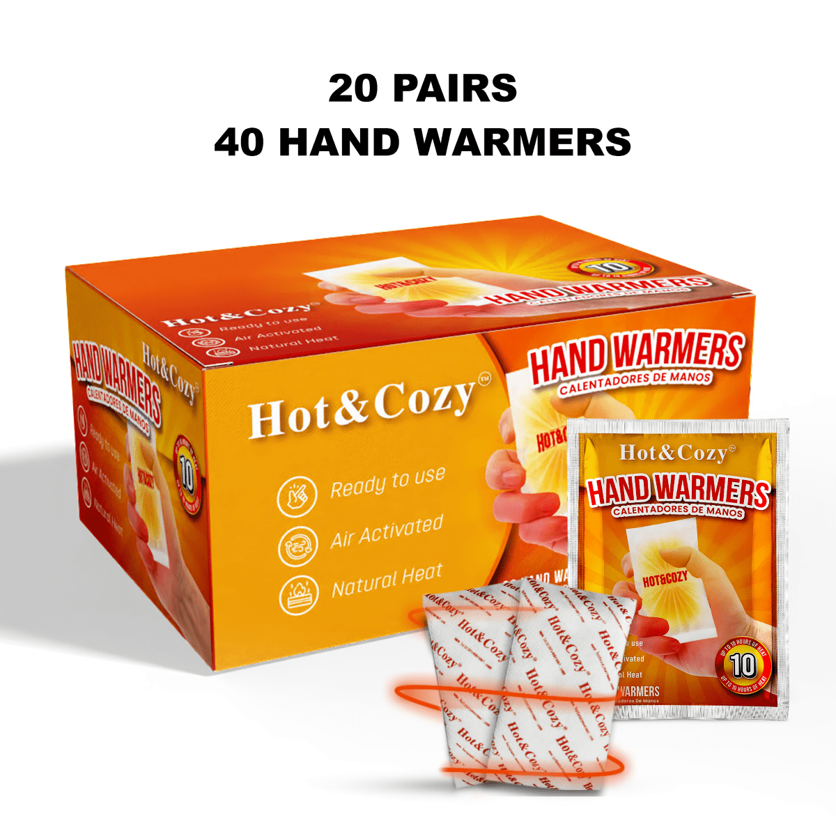 TEMU Hot&cozy Hand Warmers - Super Long Lasting Safe Activated Warmers - Warmer -up To Of Heat - 40 Packs - 20 Pair